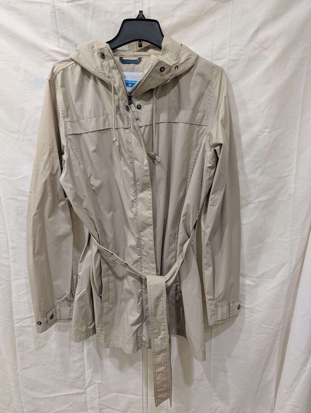 Columbia Khaki Omni-Shield Hooded Belted Rain Coat / Jacket - XL